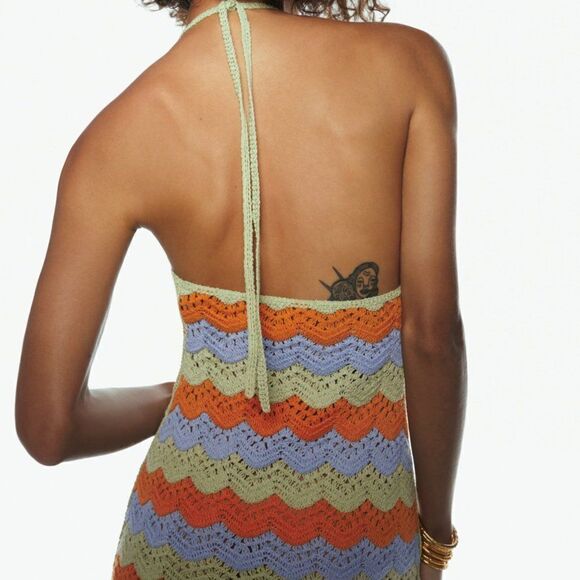 Zara Crochet Cut Out Knit Dress Limited Edition - Picture 6 of 6